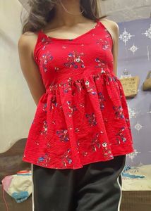 Floral Red Tank Top