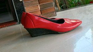 Pink Solid Wedge Heel Slip-On