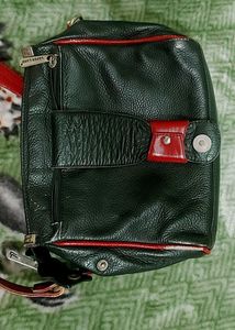 Vintage Green Leather Crossbody Bag