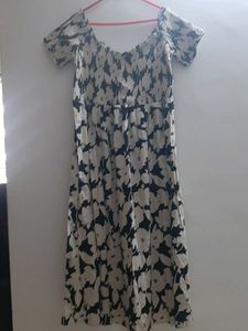 H&M Smocked Floral Off-Shoulder Dress-New