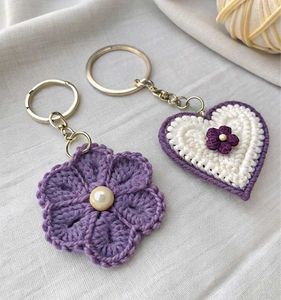 Crochet Heart Keychains