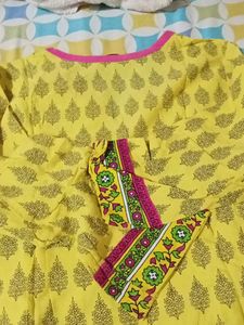 Yellow Printed Kurta