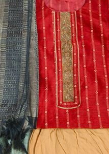 Red Embroidered Kurta Set