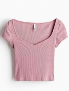 H&amp;M Divided Pink Ribbed Crop Top