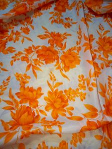 Orange Floral Print Soft Silk Saree