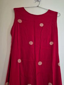 Women&#39;s Cotton Printed Maroon Hand-Print Kurta Set