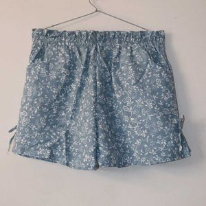 Floral Print Blue Shorts