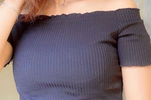 Black Off-Shoulder Ribbed Top