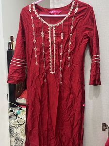 Maroon Embellished Kurti