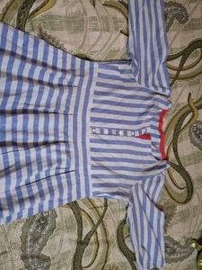 Trendy Striped Kurti Dress with Embroidered Detail