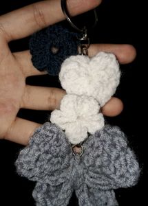 Crochet Flower &amp; Heart &amp; Bow Keychain