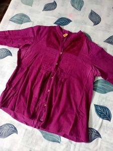 Elegant Purple Button-Down Tunic Top