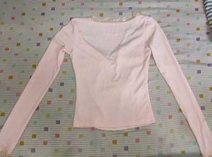 Light Pink Lace Inserts Fitted Top