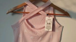 Cute Pink Halter Top with criss cross pattern 🩷