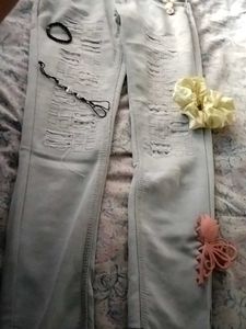 Distressed Jeans with Button Detail