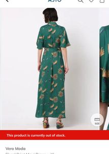 Vero moda Green Printed Floral Maxi Dress
