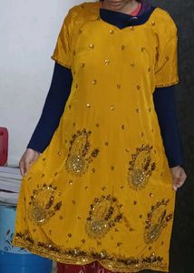 Elegant Mustard Embroidered Kurta