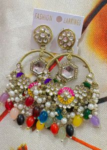 Colorful Beaded Hoop Earrings