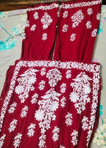 Red Chikankari Kurti Set ✨😍❤️