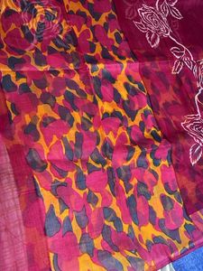 Rose Pink Printed Floral Saree