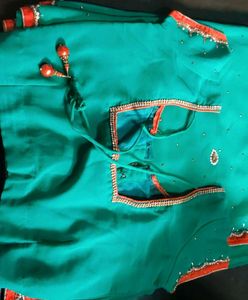 Elegant Green Embellished Saree 💚