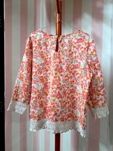 Floral Print Top with Lace