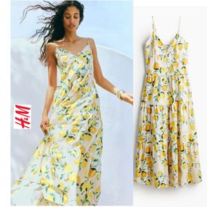 Lemon Print Maxi Dress