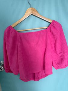 Hot Pink Crop Top For Women Zudio