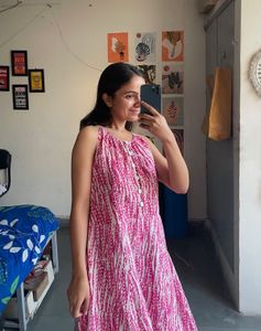 Pink & White Sleeveless Dress