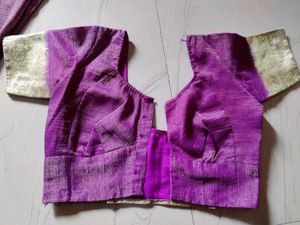 Purple Green Embellished Saree &amp; Blouse Set