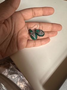 Green onyx silver 925 Filigree Earrings