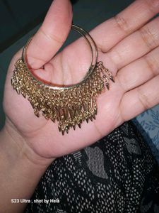 Gold Tone Dangle Hoop Earrings