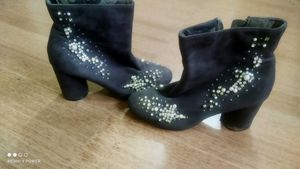 Shein Velvet Pearl and diamond embroidered boots