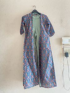 Beautiful Top And Plazo With Long Jacket