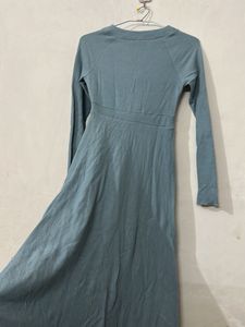 Blue Ribbed Button-Up dress