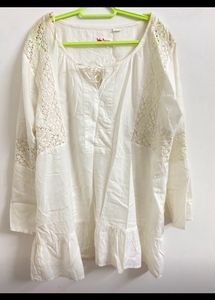 FLAWLESS CHIKANKARI KURTI And White  Pant Combo