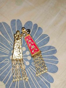 Pink &amp; Gold Pearl Drop Earrings