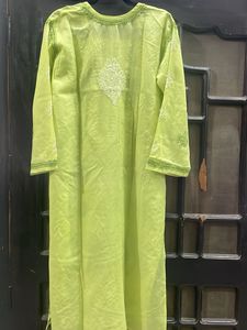 Lime Green Embroidered Kurta