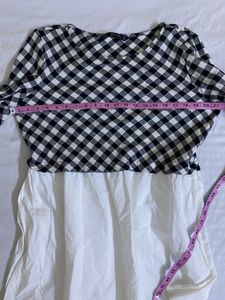 Zara Checkered Long Sleeve Slit Dress Fits S-M