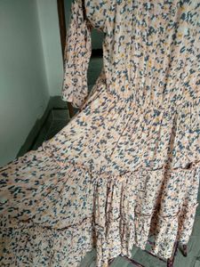 Mystic Pink Printed A Line Dress