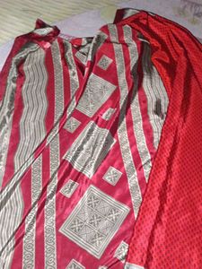 School Uniform Red Saree