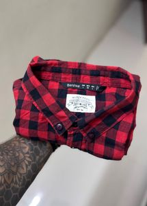 Bershka Red Plaid Shirt