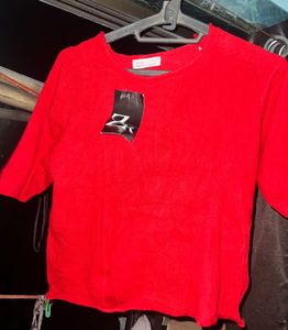 Red Knit Wear Top
