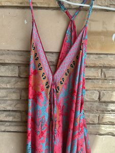 KanhaE Long Bohemian Silk Dress With Open Back