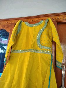 Elegant lime green &amp; Blue Anarkali