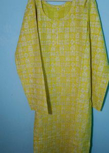 Yellow Printed Kurta