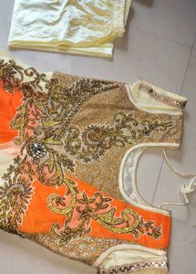 Elegant Orange &amp; Cream Anarkali Suit