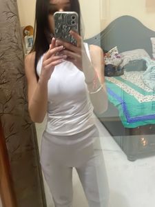 White Activewear Top By Terractive