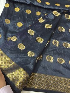 Black And Golden Banarasi Zari Work Fabric