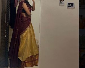 Gold and Maroon Half Saree/Lehenga unstitched